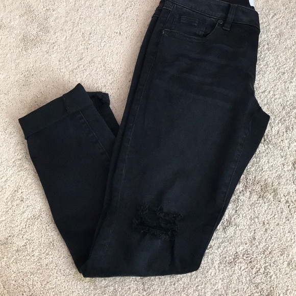 CABI Black Slim Distress Boyfriend Jeans - Picture 5 of 6